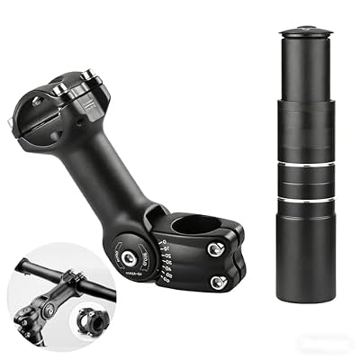 Bike Stem Riser,Oxidation Process,Anti-Rust and Wear-Resistant,28.6mm Bike Fork Aluminum Adjustable 150mm,Bike Stem 31.8mm,Adjustable 120 Degree 110mm,Suitable for Mountain Bike, Road Bike