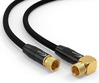 Kabel antenowy SAT, kabel satelitarny, cyfrowy, HDTV, 5-krotny, 135 dB, 2 x wtyczka F, 1 x 90°, pozłacany kabel koncentryczny klasy A+ Ultra HD 4K 3D UHD, współosiowy, satelitarny, router modem, kabel