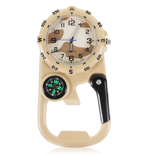 tlidfgeo Montre à mousqueton – Montre gousset de poche, à clipser sur le cadran lumineux – Mini montre à quartz boussole étanche pour médecins,...