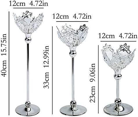 candle-holder Crystal Metal Candlestick Holder Restaurant Wedding Banquet Props Dining Table Candlelight Dinner Accessories Home Decoration candlestick(Medium)