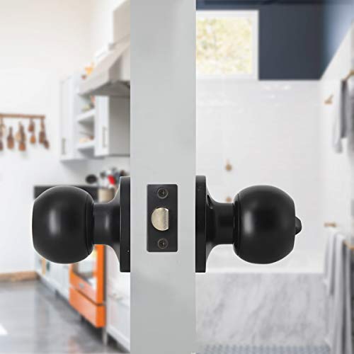 Probrico Bathroom Door Locks, Black Internal Door Knobs, 2 Pack Bedroom ...