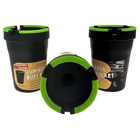 3 Pack Glow in the Dark Butt Bucket Ashtray Cigarette Self-Extinguishing Cup Car Ash Holder Portable Truck Home Office Black smell proof cenicero para carro bean bag handheld Cover