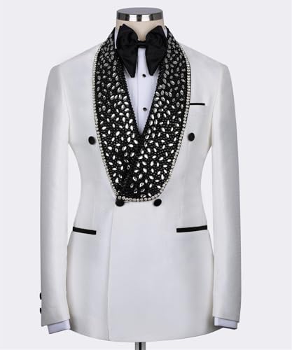 Men's Luxury Formal Jacquard Jacket Blazer with Shiny Rhinestone Slim Fit Dinner Tuxedo for Prom Party Wedding3