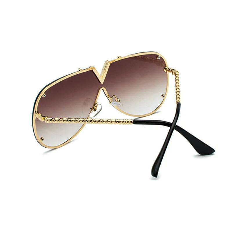 Sunglasses Men'S Large Frame Metal Sunglasses Women'S Fashion Oversized One-Piece Uv400 Eyewear4