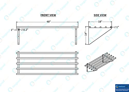 Image of AmGood 18 in. x 48 in. NSF Stainless Steel Tubular Wall Shelf | Heavy-Duty Metal Shelving for Appliances & Equipment | Ideal for Kitchen, Restaurant, Garage, Laundry, Utility Room
