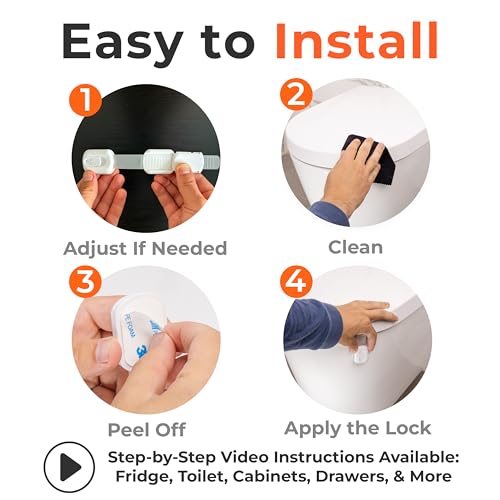 2-Pack Toilet Locks Baby Proof - Toilet Seat Locks for Toddlers with Adhesive - Toilet Latches Child Safety - No Tools Required
