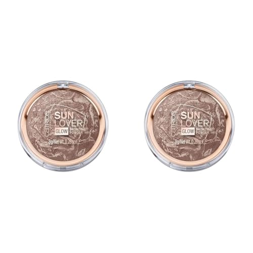 Catrice Sun Lover Glow Bronzing Powder, Bronzer, Nr. 010, Braun, schimmernd, für trockene Haut, für unreine Haut, für Mischhaut, vegan, ölfrei, ohne Parfüm, ohne Alkohol, 2er Pack (8g)