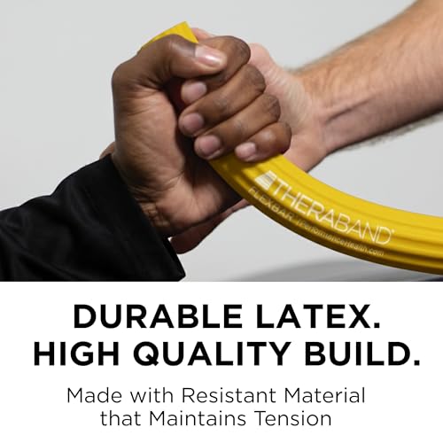 Image of THERABAND FlexBar Resistance Bar, Extra Light, Wrist & Forearm, Yellow | Flex therapy bar for physical therapy, wrist and forearm exercise, with a non slip grip