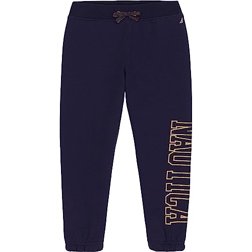Nautica girls Logo Sweatpants, Fleece Joggers With Ribbed Cuffs
