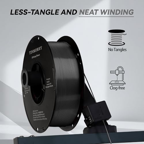 Image of PLA Filament 1.75mm, TINMORRY 3D Printer Filament, 1kg (2.2lbs), Compatible with Bambu FDM 3D Printer, Silk Iron Black