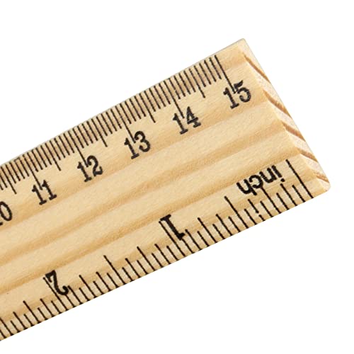 Sinjeun 216 Pack 6 Inch Wood Ruler, 2 Scales 15 Cm Wooden Straight Rulers Double-Sided Scale Ruler Measuring Tool For Students School Home Office Architects Engineers #TOP2