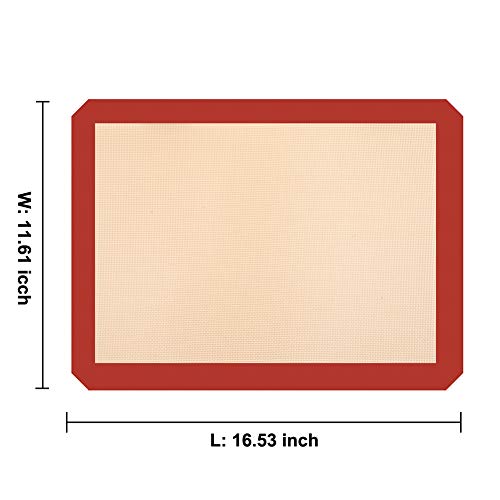Silicone Baking Mats- FUBARBAR Non Stick Reusable Cookie Pan Sheet Macaron Mat Liner for Oven & Rolling, Perfect Bakeware Supplies For Bread Making Pastry Cake Brioche Pizza-BPA Free (2 PCS)