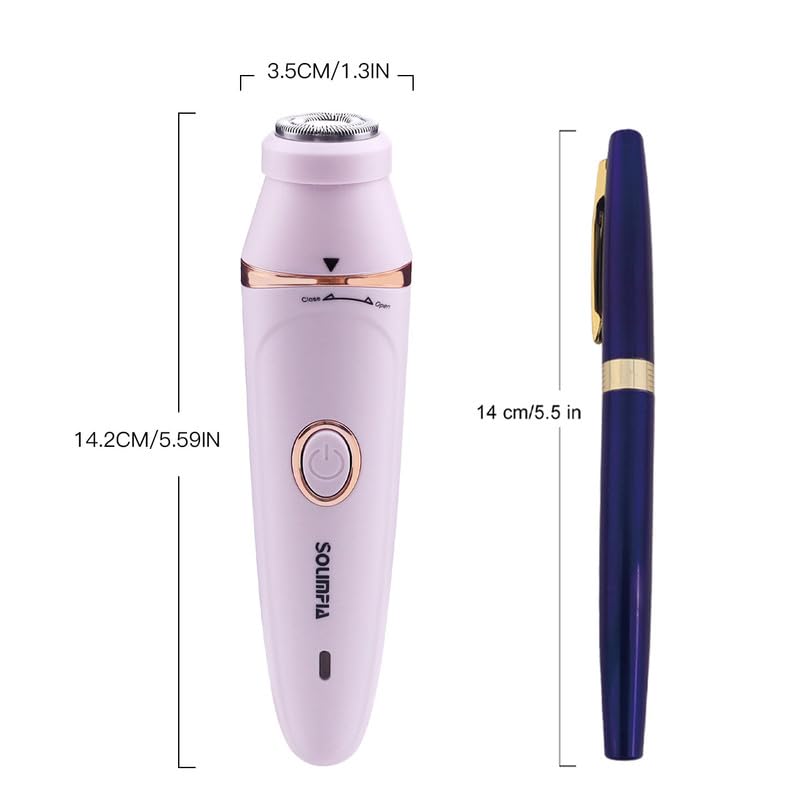 Solimpia HT-518 lady grooming kit 7-in-1 painless body shaver facials, eyebrows, ear-naches trimmer exfoliating heads, body, legs, bikini, underarms, arms, IPX5 waterproof, suitable for pink.
