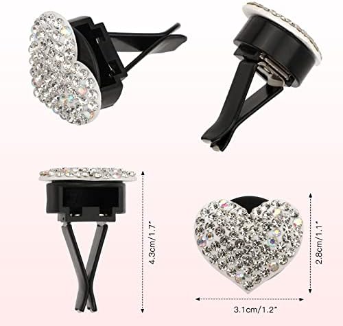 OOTSR Car Air Freshener Vent Clips for Women, 4Pcs Crystal Heart Shape Decorative Car Air Freshener Clip Bling Car Air Vent Accessories for Women Car Interior, Office Home Decorations