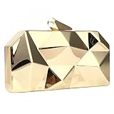 Women Geometric Lattice Pattern Metal Evening Bag Party Wedding Bridal Prom Purse Crossbody Bag with