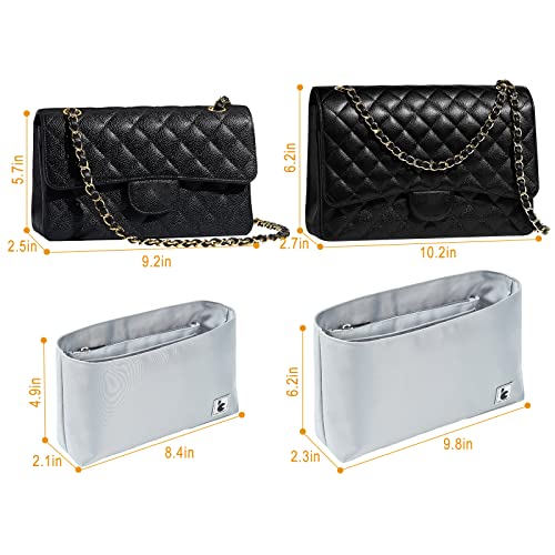 Vercord Satin Purse Organizer Insert Small Handbag Organizer For Class Flap Bag Insert Bag In Bag With Zipper Blue M #TOP5