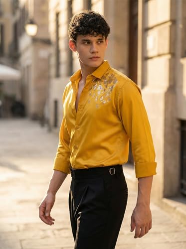 Image of IndoPrimo Men's Stylish Satin Shirt for Party, Formal, Daily and Casual Wear Full Sleeve Shirt for Mens - Trio