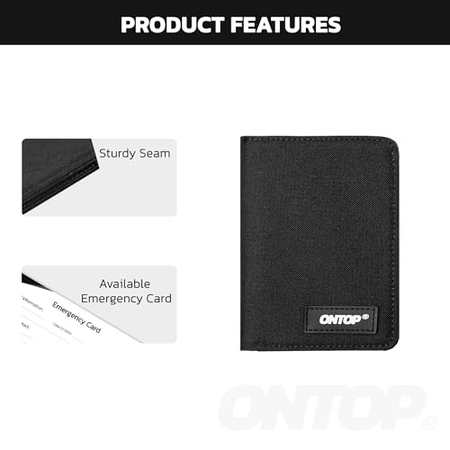 ONTOP Vertical Bifold Wallet, Minimalist Card Holder, Ultra Lightweight, Water Resistant, Unisex (Black)4