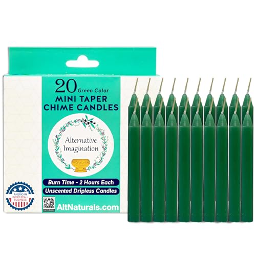 Bougies carillons vertes pour rituel d'autel lot de 20 mini bougies droites