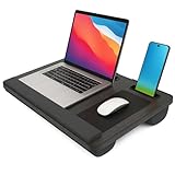 UPLANDIC Laptop Tray – Home Office Lap Desk with Built-in Mouse Pad, Wrist Rest & Phone Holder, Portable Laptop Stand with Cushion, Tablet Slot & Carry Handle, Ideal for Bed & Workspaces (Black)