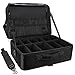 Relavel 3 layer MultiFunctional Professional Makeup Train Case Super Large Makeup Bag Organizer for Brush Hair Curler Salon Nail Beauty Tool Attach to Trolley with Mirror for Travel Black 17.7 inches