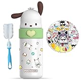 Roffatide Cartoon pochacco botella de agua térmica femenina taza térmica al vacío botella de agua de acero inoxidable regalo de niña encantadora, puede mantener la bebida (1 cepillo + 51 pegatinas)