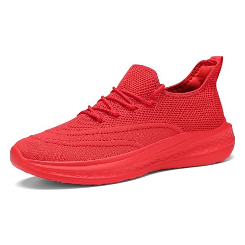 VAMJAM Mens Running Shoes Slip On Walking Shoes Non Slip Lightweight Workout Breathable Gym Sneakers Fashion Mesh Sneakers Allred Size 9.5