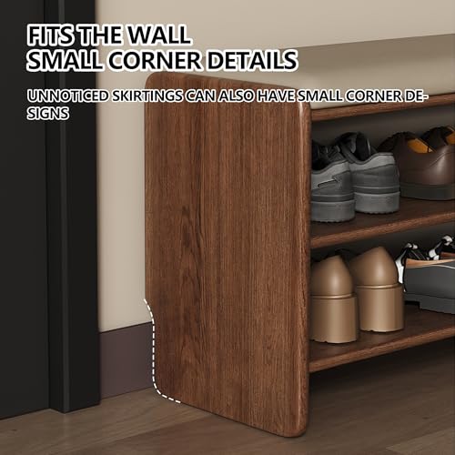 Meuble à chaussures bois étagère d'entrée pouf de rangement double couche avec coussin éponge - 8