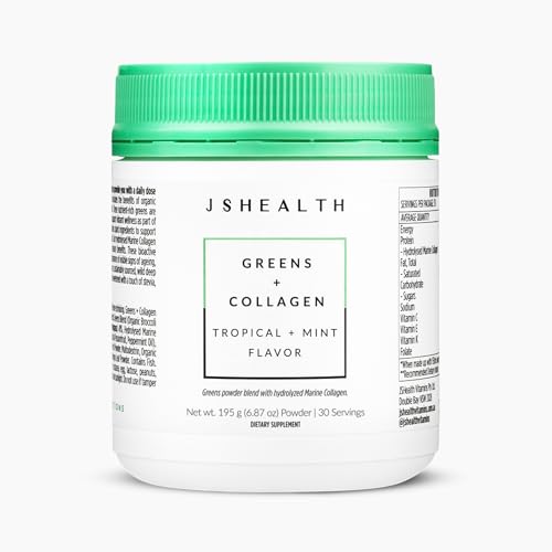 JSHealth Super Greens Powder - Greens & Collagen Powder - Superfood Powder with Marine Collagen...