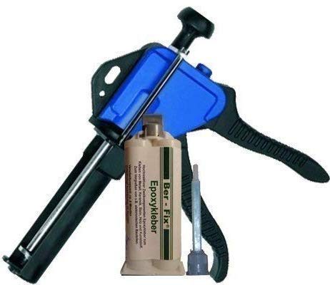 Ber-Fix® 12 x 50g Epoxy Resin Transparent 30 Minutes 50 ml Cartridge + Dosing Gun - Super Strong Hold - Resin and Hardener - Sticks Glass | Ceramic | Fabric | Metals | Plastics