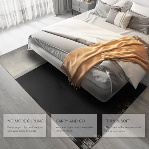 Moquette intérieure douce 180x270 cm tapis noir blanc de salon - 5