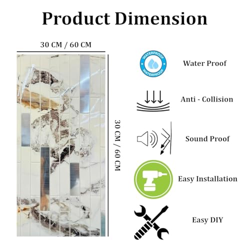 Image of WrapWall 3D Wallpaper Self Adhesive Foam Pack of 4 (60x30 cm) | Waterproof Brick Design Wallpaper |Peel & Stick DIY Wall Decor for Living Room Bedroom Kitchen (4, Cream Mosaic)