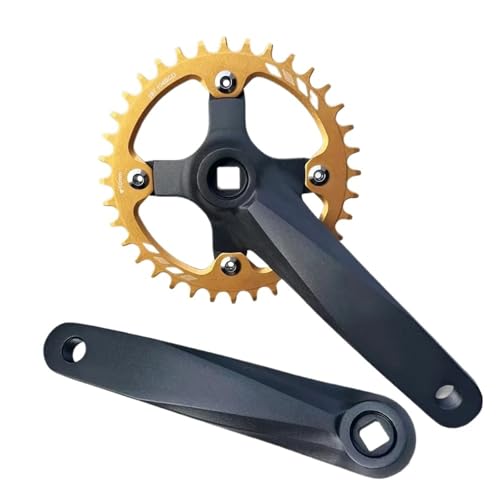 �S�[���h 104BCD MTB �N�����N�Z�b�g�p���X�v���P�b�g 32/38T - 152/165/170 �~�����[�g���N�����N�A�[���i���[���C�h�`�F�[���z�C�[��(38T Gold Crankset,165mm)