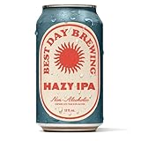 Best Day Brewing Craft Non Alcoholic Beer, Hazy IPA, 24 Pack, Low Carb & Low Calorie NA Hazy IPA Beer, Tropical Fruity & Citrus Flavor, Non Alcoholic Drinks for Adults, 12 fl oz Cans