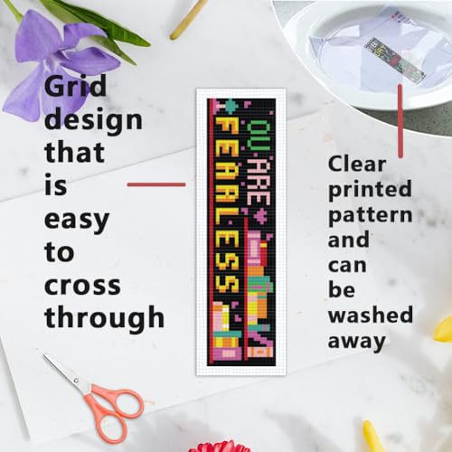 Image of INFUNLY 6Pcs Inspirational Words Cross Stitch Bookmark Kits 8 inchx2.4 inch DIY Encourage Texts Embroidery Bookmark Kits for Beginners with Instruction Motivational Bookmark Making Kit for Students