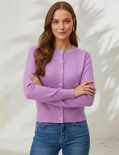 Image of Women's Casual Slim Fit Cardigan Sweaters Long Sleeve Button Down Lightweight Waist Length