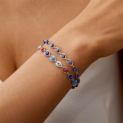 Evil Eye Bracelets for Women,Lucky Blue Eye Bracelet,14K Gold Plated Evil Eye Chain Bracelet for Women,Evil Eye Jewelry4