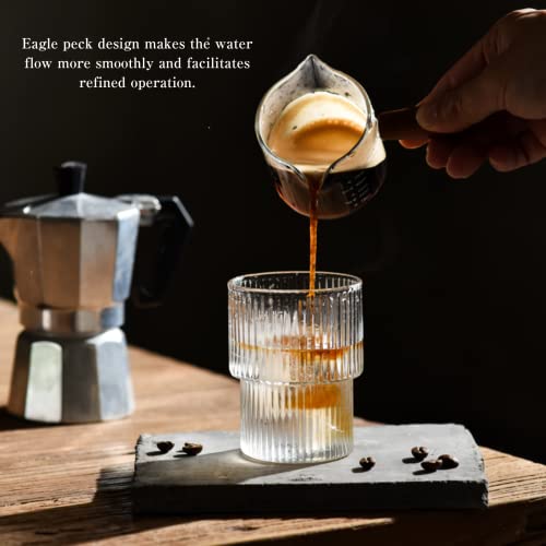 Joymenthere Espresso Shot Glass 75Ml Double Spout Mini Measuring Cup Espresso Cup Accessories With Wood Handle For Barista Milk Coffee Espresso Making, Set Of 2 (Regular) #TOP5