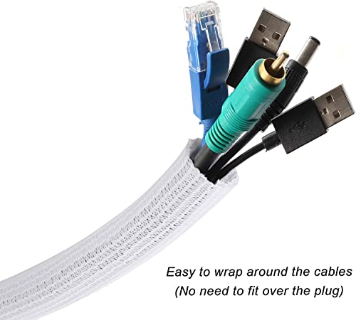 image for CrocSee 10ft - 3/8 inch Braided Cable Management Sleeve Cord Protector