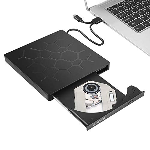Zacro Lector DVD Externo, Ultra Slim Porttil Grabadora y Reproductor de CD-RW/VCD-RW con USB 3.0 Tipo C, Unidad de CD/DVD con 7 Puertos (4 USB-A, Tipo C, SD, TF), para MacBook,Laptop,Win7/8/10/XP