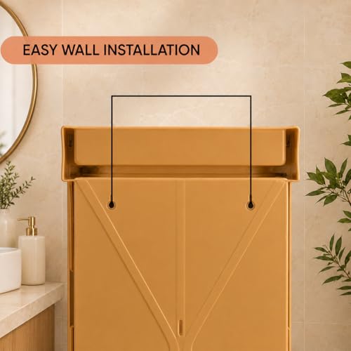 Image of CIPLA PLAST Rich Look Bathroom Cabinet with Mirror | Storage Organiser | Strong Plastic Bathroom Shelves Wall Mounted | Bathroom Accessories| Mirror Cabinet (Champagne Gold)