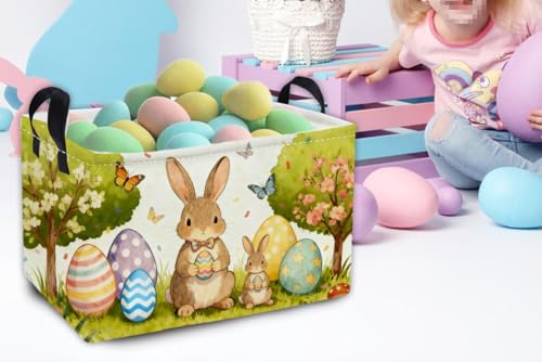 Image of Essme Rectangular Easter Basket, Kids Storage bin Organizer with Handles for Easter Decor,Shelf Basket,Toy Organizer,Easter Baskets.(Cute Easter Basket)