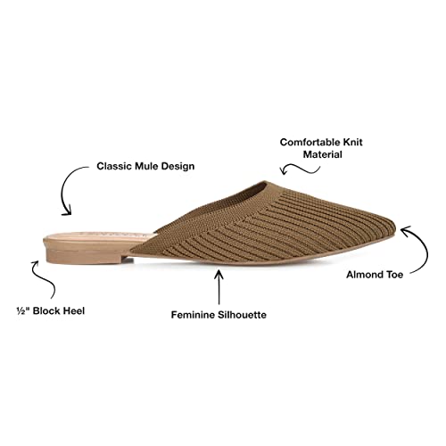 Image of Journee Flat Knit Mules for Women - Closed Pointed Toe Slip-On Shoe - Comfortable Aniee Slide