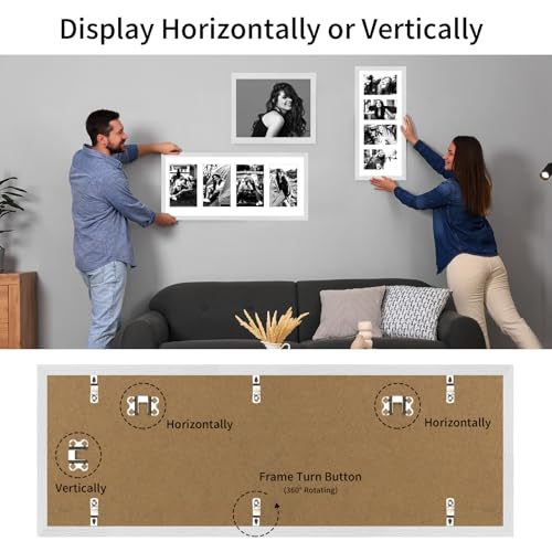 8x20 Oak Wood Picture Frame - 8x20 Photo Frame with Mat Display 4Pcs 4x6 Photos, 4x6 Picture Frame Wood, Natural Solid Wooden Picture Frames for Wall Art Photo and Prints(1 Pack, White)
