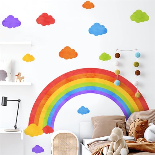 Sticker de pared arcoíris y nubes coloridas de vinilo miniatura 3