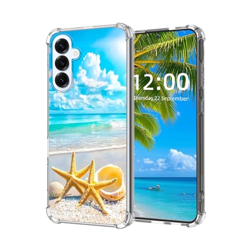 ETLKJVBL for Samsung Galaxy S25 FE Case, Two Starfish on the Beach High-Definition Painted Back Cover with Soft Transparent TPU Bumper, Shockproof Protective Phone Case