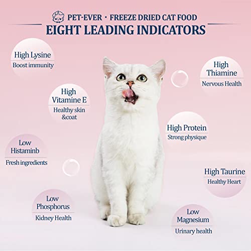 Pet-Ever Freeze Dried Raw Cat Food 96% Raw Meat 60% Protein Rich Low Phosphorus Hypoallergenic Grain Free,Tasting Pack,Rabbit Recipe,2.1 Oz #TOP4