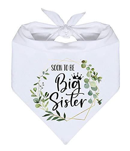YHTWIN Soon to Be Big Sister White Wreath Pattern Pet Dog Triangle Scarf Bandanas Bibs, Gender Revealing Photo Props Accessories, Pet Dog Lovers Gifts