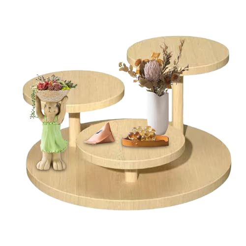 Genérico Expositor de Madera – Expositor Cosmético 17 cm | Organizador de visualización de madera para caminar versátil, soporte de almacenamiento de 3 niveles, para exponer joyas, cosméticos