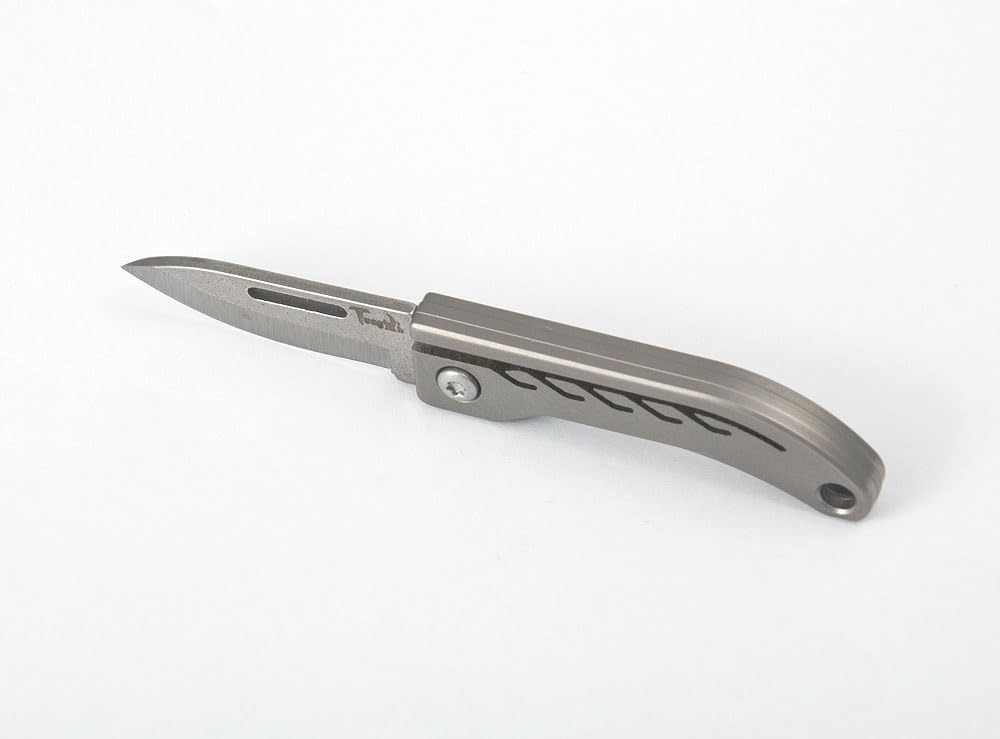 Mini coltello tascabile pieghevole, coltello EDC piccolo pacchetto, lama in acciaio inox da 1,1 pollici, manico in titanio, ultra compatto e leggero